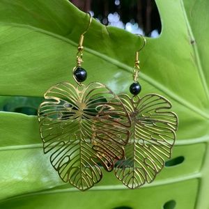 Tahitian Pearl X Monstera Earrings